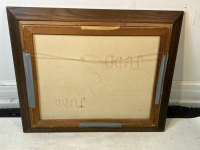 SIGNED SURREALIST GARGOYLES AND BLUEBIRDS PAINTING