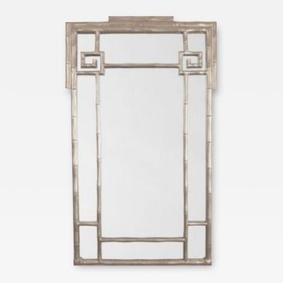 SILVER FINISH FAUX BAMBOO WALL MIRROR