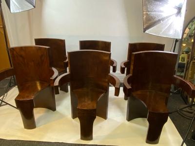 SIX MODERNIST BURLWOOD ART DECO REVIVAL DINING CHAIRS