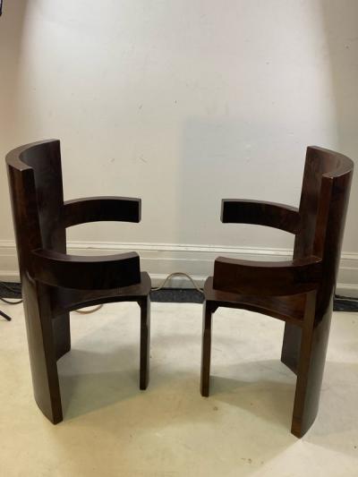 SIX MODERNIST BURLWOOD ART DECO REVIVAL DINING CHAIRS