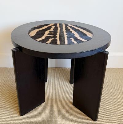 SMALL ROUND EBONIZED WOOD TABLE