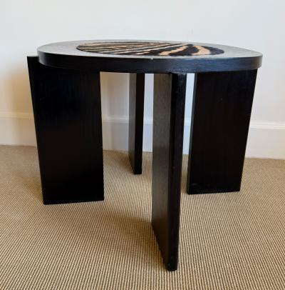 SMALL ROUND EBONIZED WOOD TABLE