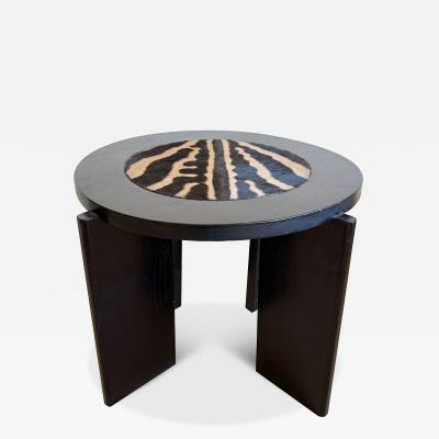 SMALL ROUND EBONIZED WOOD TABLE