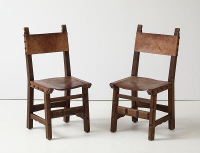 SPANISH LEATHER DINING CHAIRS Set of 2