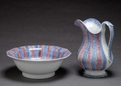 SPATTERWARE PITCHER AND WASH BASIN