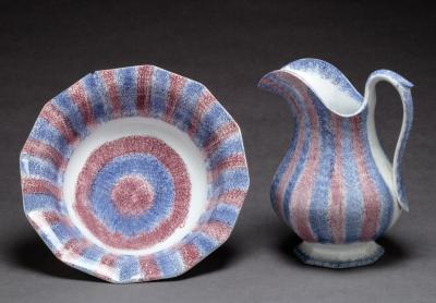 SPATTERWARE PITCHER AND WASH BASIN