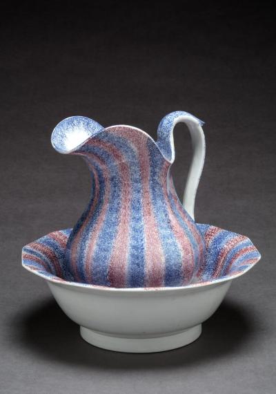 SPATTERWARE PITCHER AND WASH BASIN