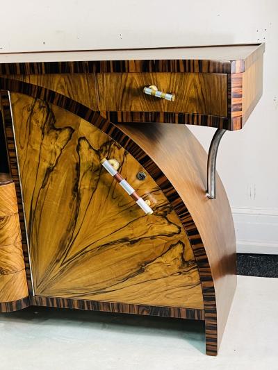 SPECTACULAR ART DECO EXOTIC WOOD CREDENZA