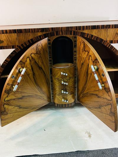 SPECTACULAR ART DECO EXOTIC WOOD CREDENZA