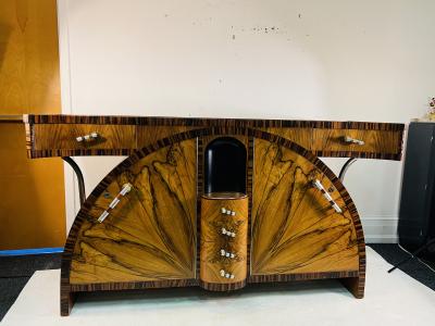 SPECTACULAR ART DECO EXOTIC WOOD CREDENZA