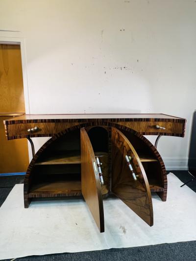 SPECTACULAR ART DECO EXOTIC WOOD CREDENZA