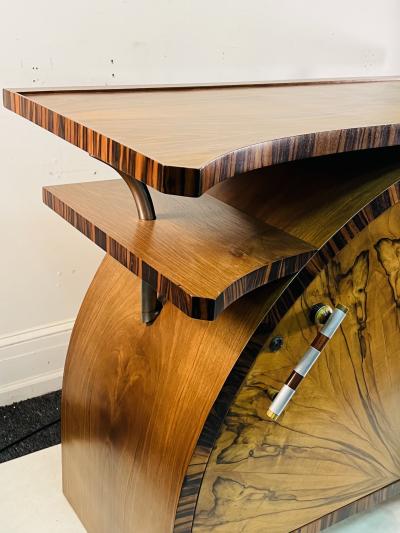 SPECTACULAR ART DECO EXOTIC WOOD WINGED SHELVES CREDENZA