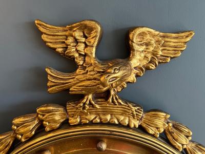 SPECTACULAR GILT FEDERAL STYLE CONVEX ROUND MIRROR