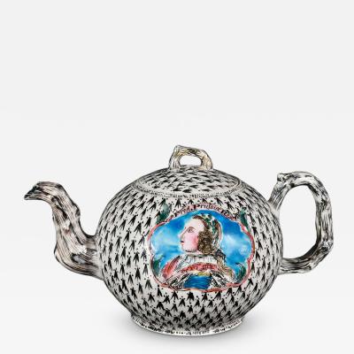 STAFFORDSHIRE FREDERICK THE GREAT OF PRUSSIA SALT GLAZED TEAPOT