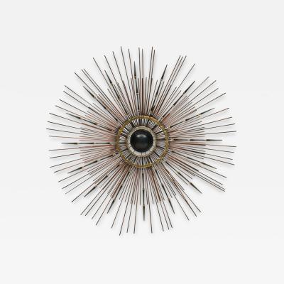 STEEL AND BRASS WELDED SUNBURST MIRROR