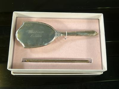 STERLING SILVER BABY BRUSH AND COMB IN GIFT BOX