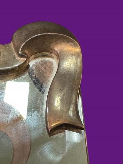 STERLING SILVER BOW DESIGN FRAMED BEVELED MIRROR VANITY TRAY