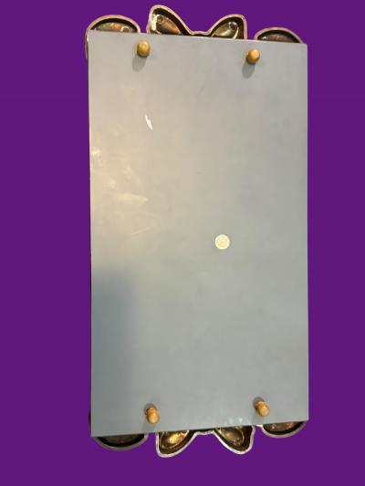 STERLING SILVER BOW DESIGN FRAMED BEVELED MIRROR VANITY TRAY