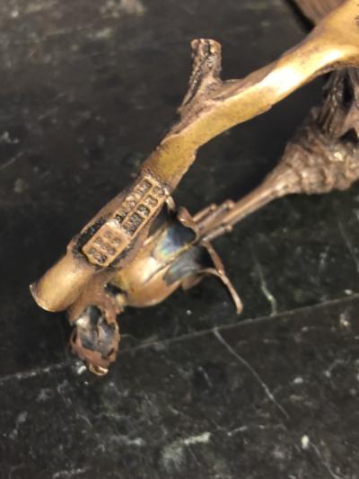 STERLING SILVER HUMMINGBIRD AND FLOWER SCULPTURE