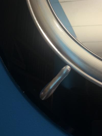 STUNNING ART DECO BLACK AND SILVER SHIPS WHEEL MIRROR