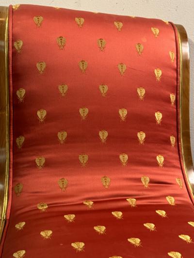 STUNNING EMPIRE CHAIR WITH GILT CARVED NUDE LIONESS CHAIR SILK GOLD BEE FABRIC