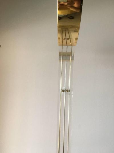 STUNNING MODERNIST ITALIAN PAIR OF BRASS AND LUCITE FLOOR LAMPS