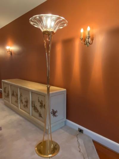 STUNNING MURANO GLASS AND BRASS FLOOR LAMP