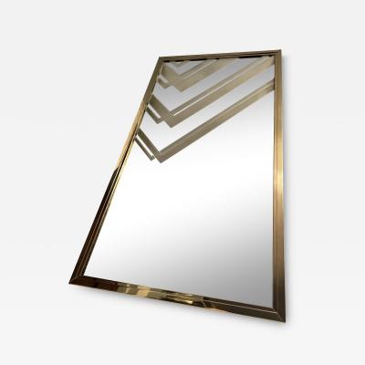 STUNNING PAIR OF ART DECO MODERNIST CARVED ETCHED DESIGN BRASS FRAMED MIRRORS