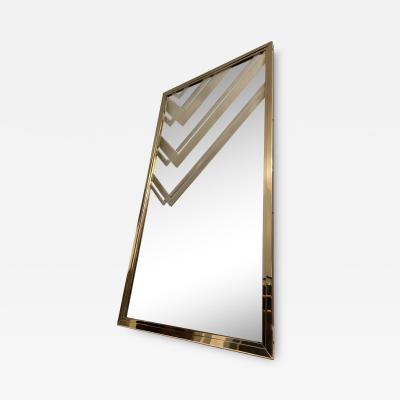 STUNNING PAIR OF ART DECO MODERNIST CARVED ETCHED DESIGN BRASS FRAMED MIRRORS