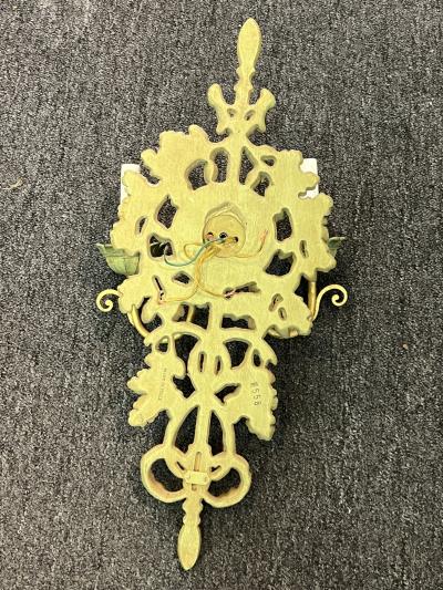 SUITE OF FANCY FOUR ITALIAN GOLD GREEN WOOD LEAF ACORN DESIGN SCONCES