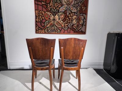 SUITE OF FOUR FRENCH ART DECO BURLWOOD CHAIRS