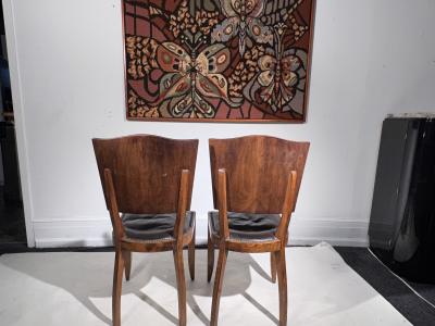 SUITE OF FOUR FRENCH ART DECO BURLWOOD CHAIRS