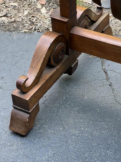 SUPERB GOTHIC 18TH CENTURY WOODEN BASSINET WITH SERPENTINE BRONZE CANDLE HOLDER