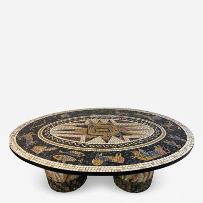 SUPERB MID CENTURY COLORFUL MOSAIC ZODIAC COFFEE TABLE