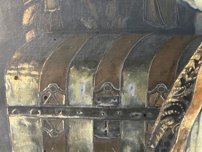 SURREALIST HORSEHEAD KING AND QUEEN PAINTING SIGNED ESPARZA 77