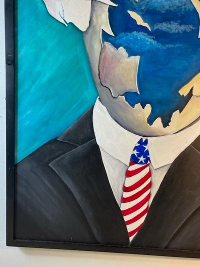 SURREALIST SHATTERED EGG HEAD PATRIOTIC PORTRAIT