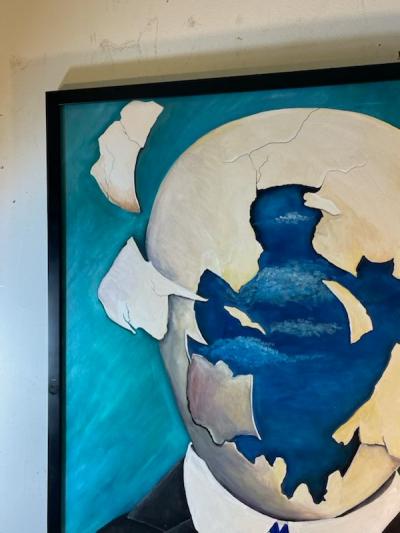 SURREALIST SHATTERED EGG HEAD PATRIOTIC PORTRAIT