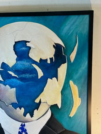 SURREALIST SHATTERED EGG HEAD PATRIOTIC PORTRAIT