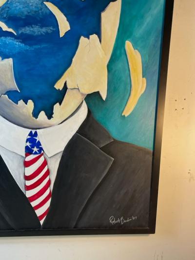 SURREALIST SHATTERED EGG HEAD PATRIOTIC PORTRAIT