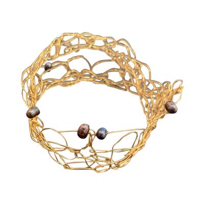 SUSAN FREDA Blue freshwater pearl bangle 20 