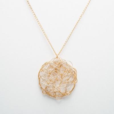 SUSAN FREDA Large spun bi metal disc pendant in silver and gold