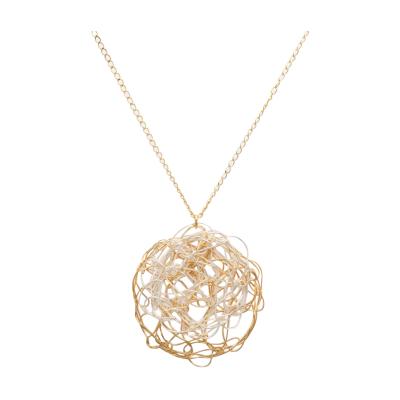 SUSAN FREDA Large spun bi metal disc pendant in silver and gold