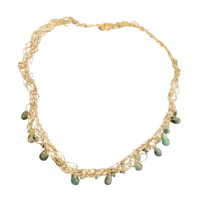 SUSAN FREDA Spun necklace with jade briolettes 21 