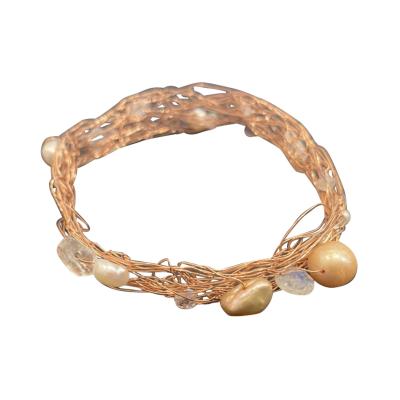 SUSAN FREDA Thin quartz and pearl bangle 22 