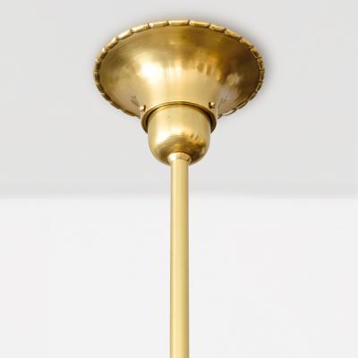 SWEDISH ART DECO BRASS CHANDELIER WITH 5 INVERTED ARCHED ARMS