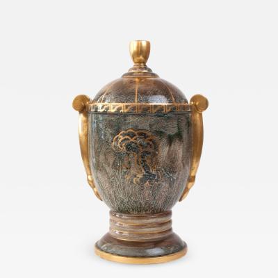 SWEDISH ART DECO COVERED URN BY JOSEF EKBERG GUSTAVSBERG