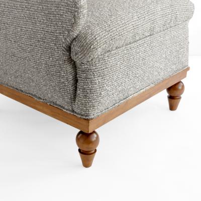 SWEDISH ART DECO LOUNGE CHAIR WITH CARVED MAHOGANY BASE