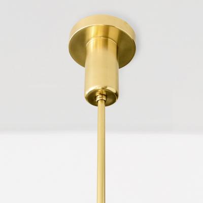 SWEDISH ART DECO POLISHED BRASS 3 ARM CHANDELIER WITH GLASS GLOBES