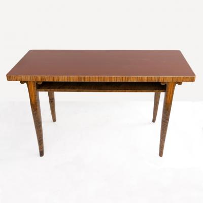 SWEDISH ART DECO ROSEWOOD SANTOS CONSOLE TABLE WITH LACQUERED TOP