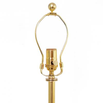 SWEDISH ART DECO TABLE LAMP WITH BRASS BODY ON A WOOD AND BRASS BASE 